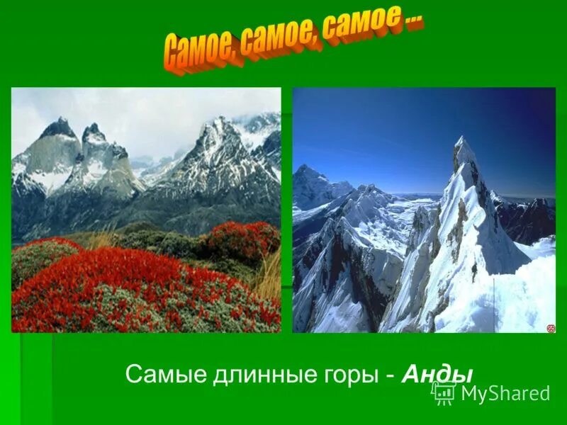Средняя абсолютная высота гор анды. Самые длинные горы Анды. Анды описание. Описание гор анд. Горы Анды презентация.