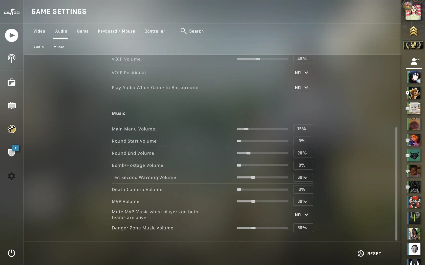 Настройки музыки в КС го. Настройки звука в КС го. Настройки звука в играх. Меню настроек КС го. Нет звука а в игре есть