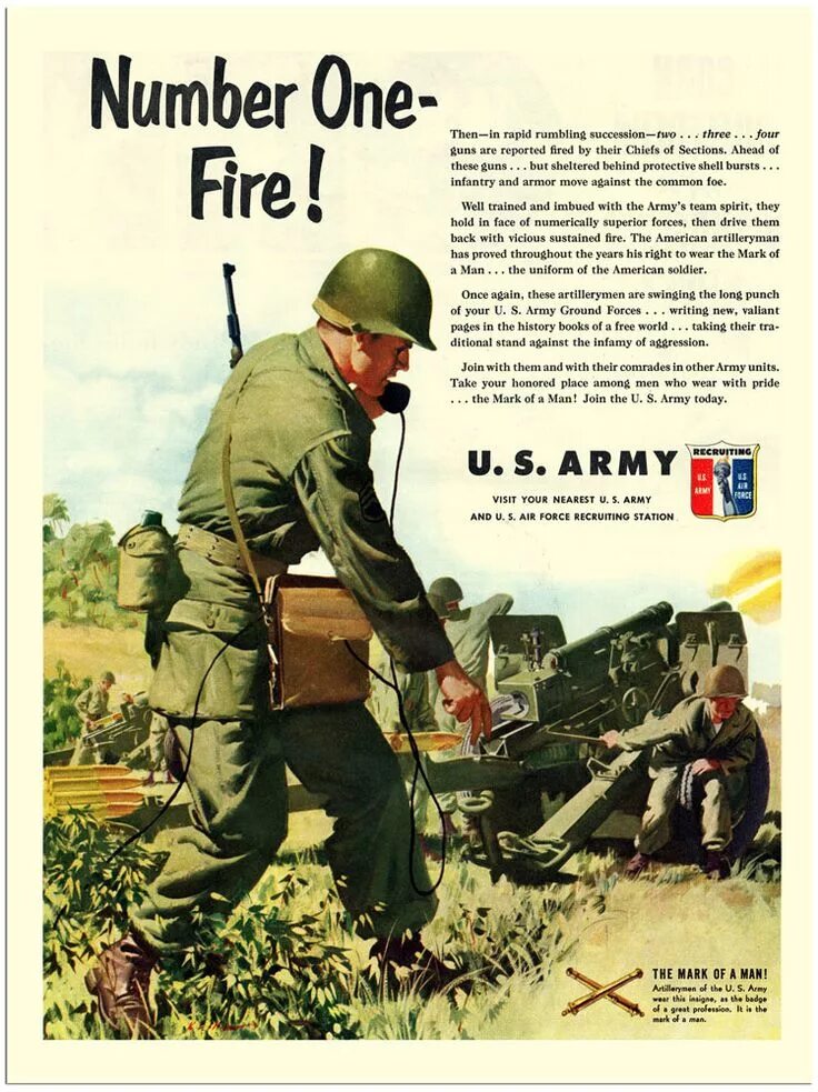 Advertisement us Army. Army ads. Army advertising. Army field watch old advertising posters.