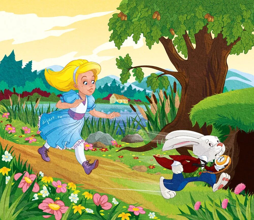 Алиса убежать. Алиса в стране чудес бежит за кроликом. Алиса в норе кролика. Алиса в стране чудес бежит. Алиса в стране чудес иллюстрации.