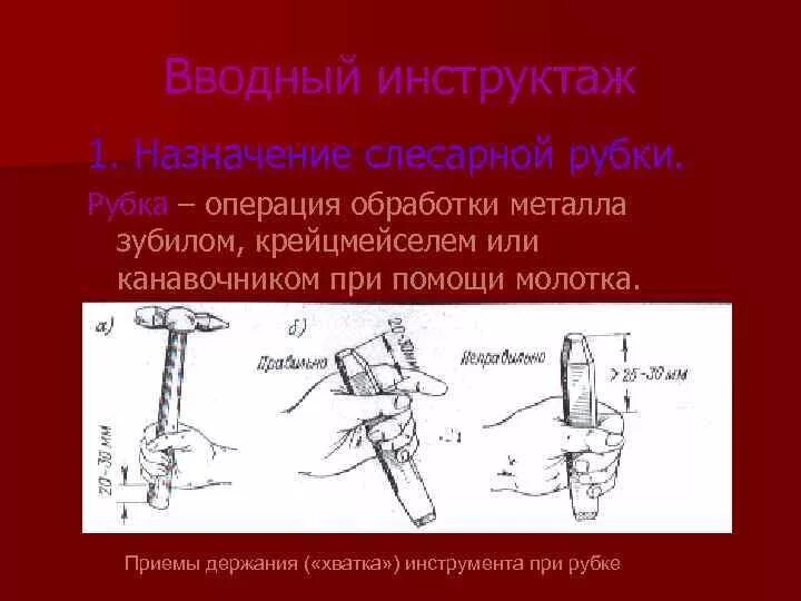 Рубка операция обработки металла зубилом. Назначение слесарной рубки. Подготовительные операции слесарной обработки рубки. Инструменты операция рубка. Что значит операция в обработке