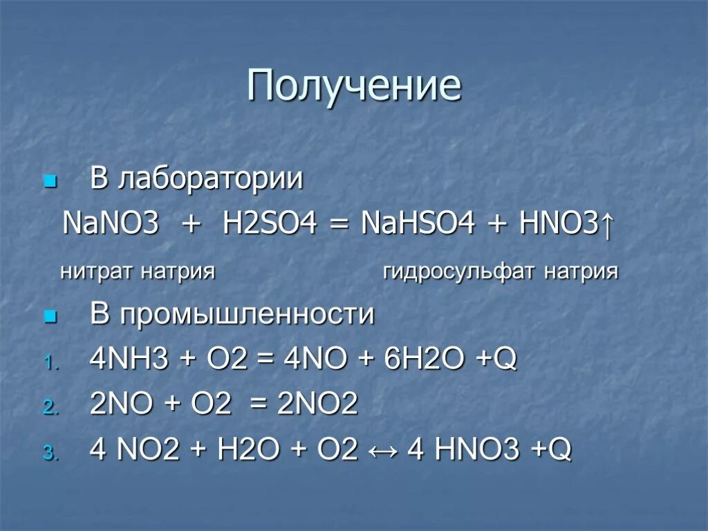 Nano3 sio2 h2so4