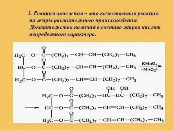 Гидролиз растительных масел. Качественные реакции жиров химия. Реакция окисления жиров уравнение реакции. Окисление жиров реакция. Реакция окисления жира.