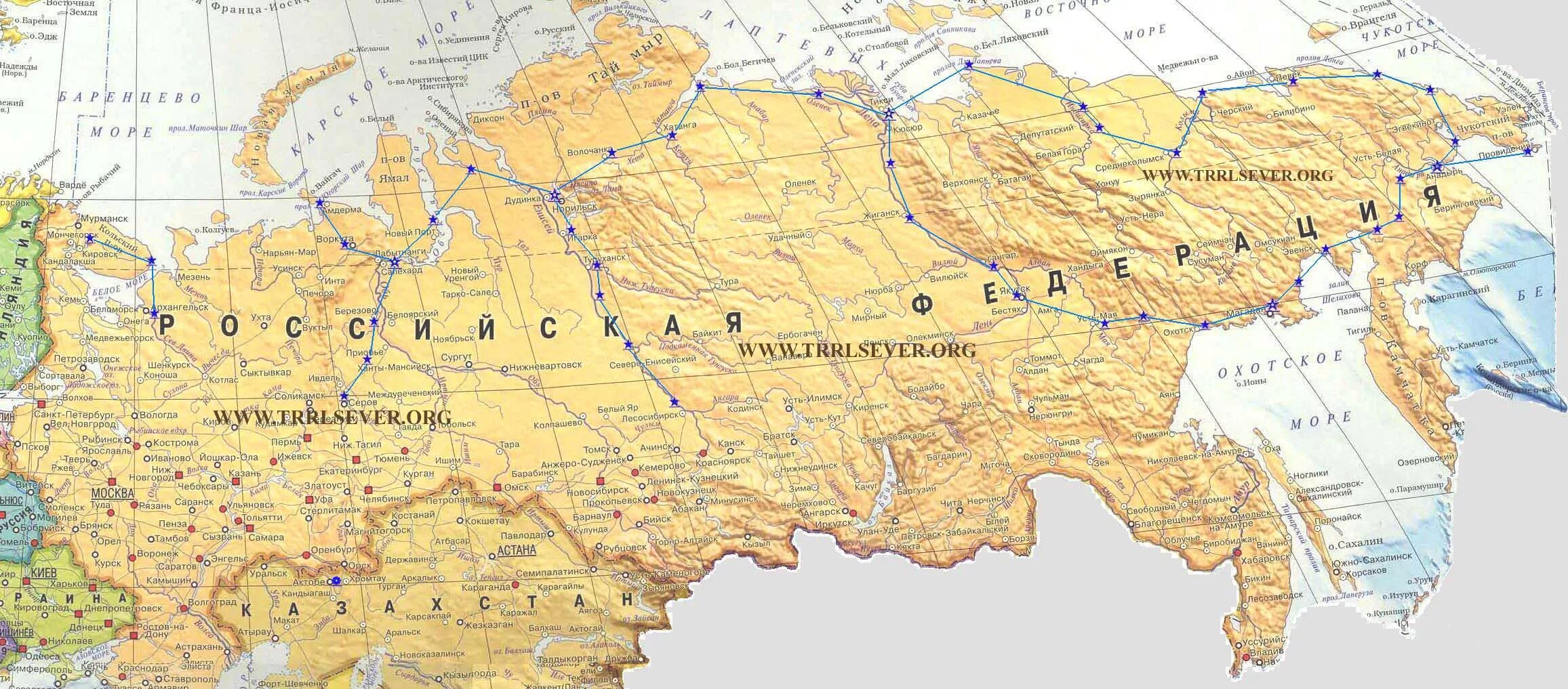 Карта России. Карта России с меридианами и параллелями. Карта России географическая.