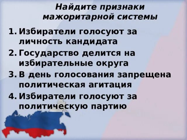 Политическая агитация запрещена. В день голосования запрещена политическая агитация. Государство делится на избирательные округа. Агитация в день голосования. Агитация в день голосования запрещена.