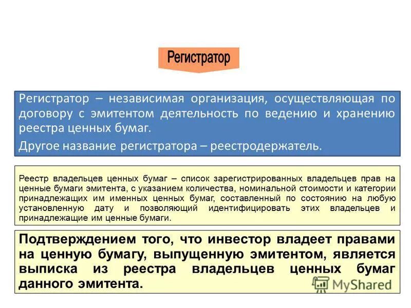 Реестр держателей ценных бумаг