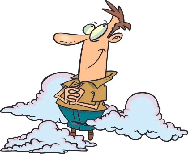 Витает в облаках рисунок юмор. Head in the clouds idiom clip Art. Cartoon White man Floating. Объясните значение фразеологизма витать в облаках.