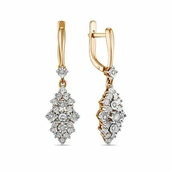 Золотые серьги "Малинка" с бриллиантами 0.55 ct