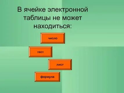 В ячейке электронной таблицы не может находиться