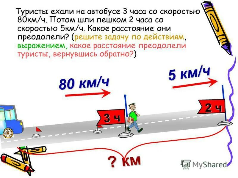 В каком направлении и на сколько километров