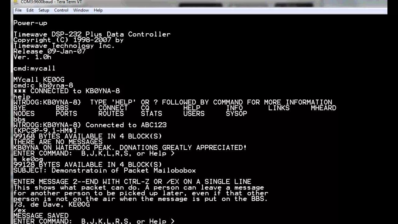 G message. BBS Bulletin Board System. BBS Terminal. Ham Radio Packet AFSK. Creating a cms Bulletin Board System.