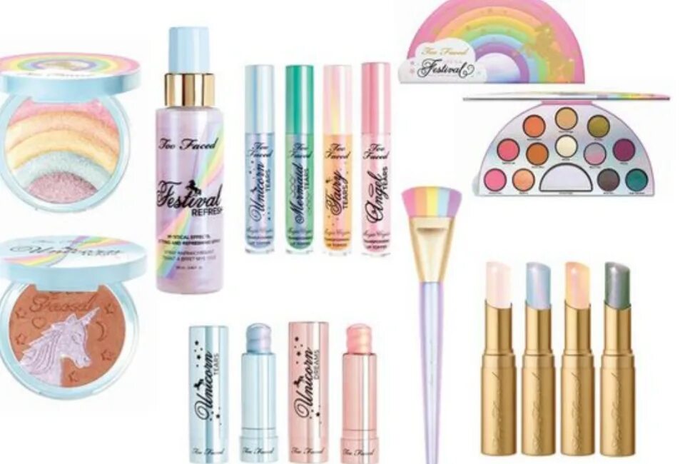 Are faced. Косметика от Unicorns. Кисть too faced. Too faced тени Unicorn. Покажи косметику Единорог косметику.