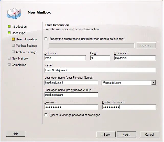 User mailbox