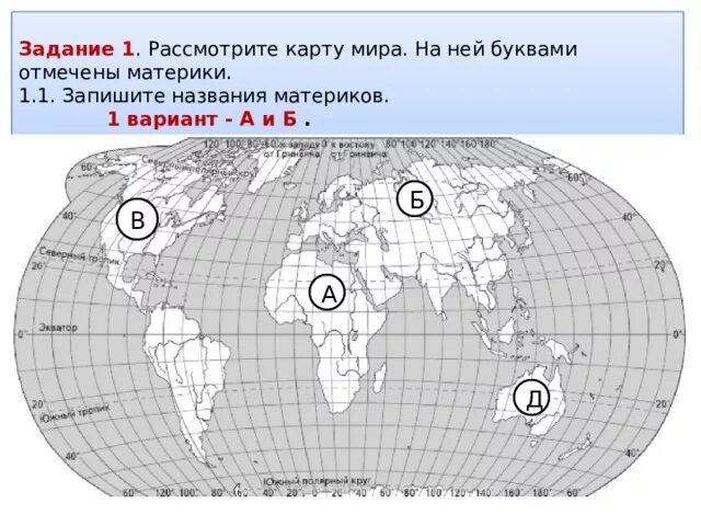 Какой материк под буквой б. Материки на карте ВПР.