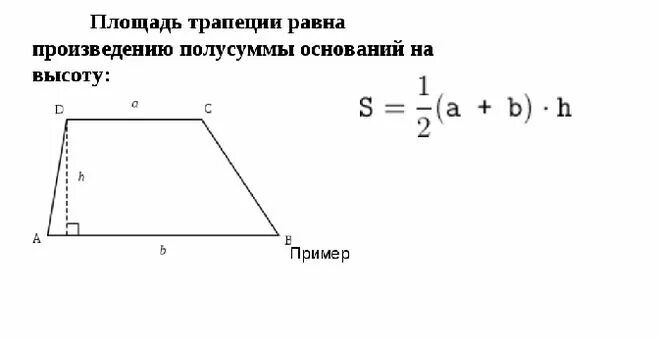 Формула нахождения площади трапеции. Площадь разносторонней трапеции формула. Формула для вычисления площади трапеции. Формула нахождения площади трап.