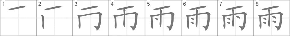 Дождь на китайском. Порядок написания иероглифов китайских. Порядок написания черт китайских иероглифов. Написание иероглифа по чертам. Порядок написания черт в иероглифах.