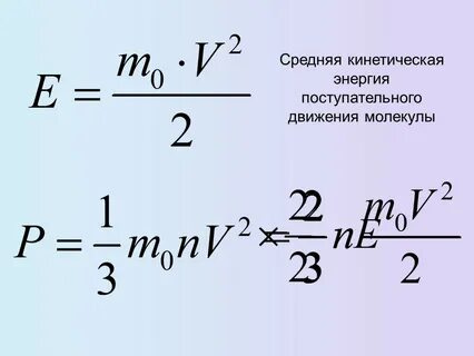 Средняя кинетическая энергия молекул формула