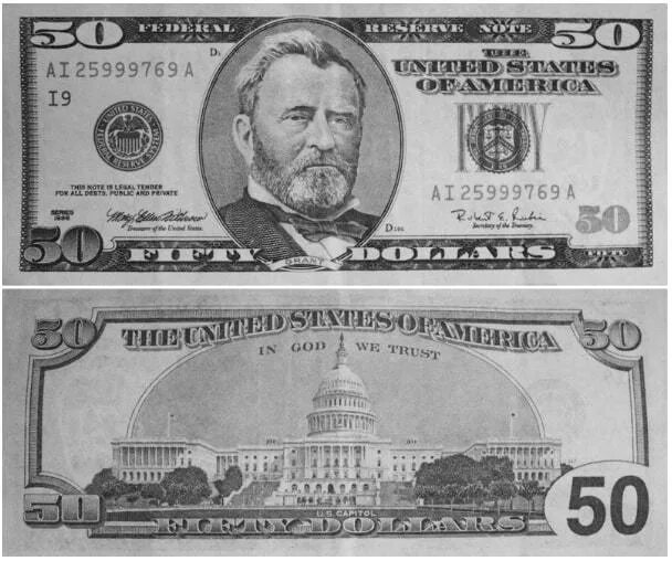 50 Долларовые банкноты. 50 Долларовая купюра. 50 Долларов купюра. 50 Долларов США банкнота новая.