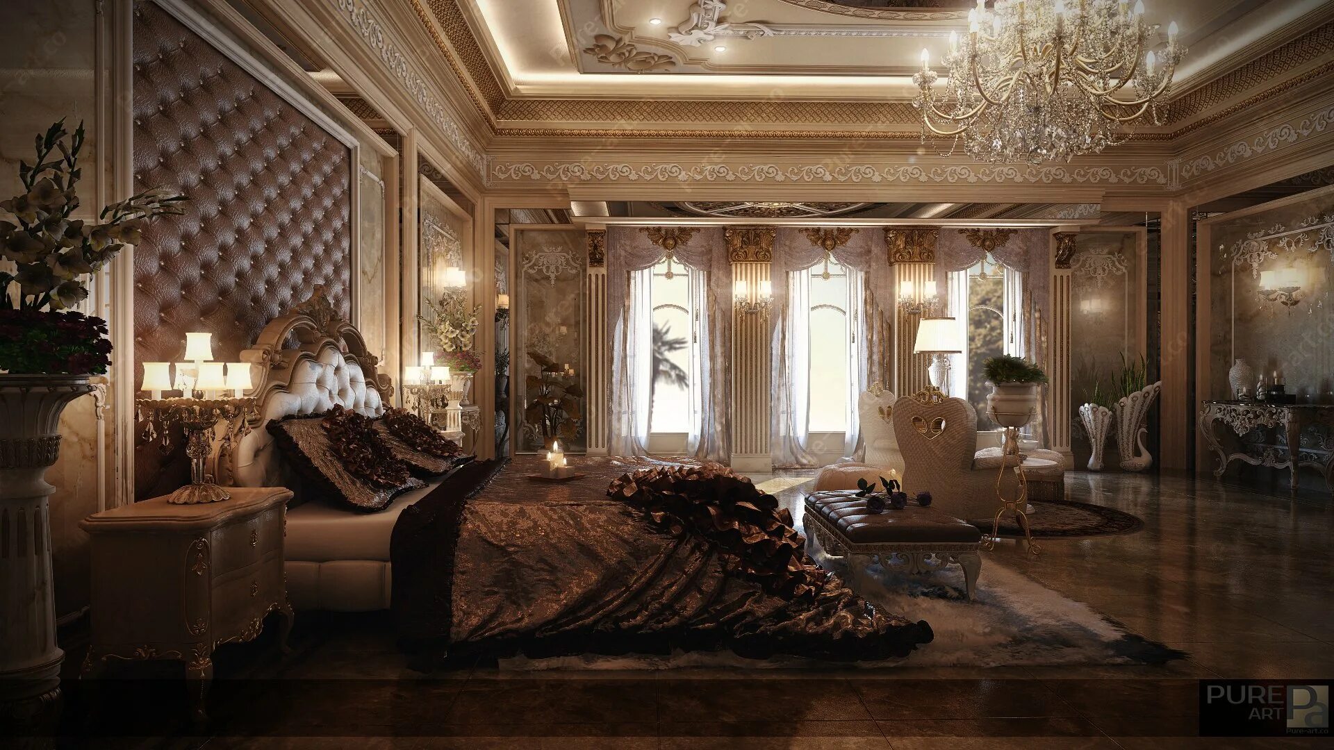 Комнаты были устроены с замечательной роскошью. Роскошные спальни в стиле барокко. Комнаты были устроены с замечательной роскошью. Спальня в стиле гламур. Красивая комната.