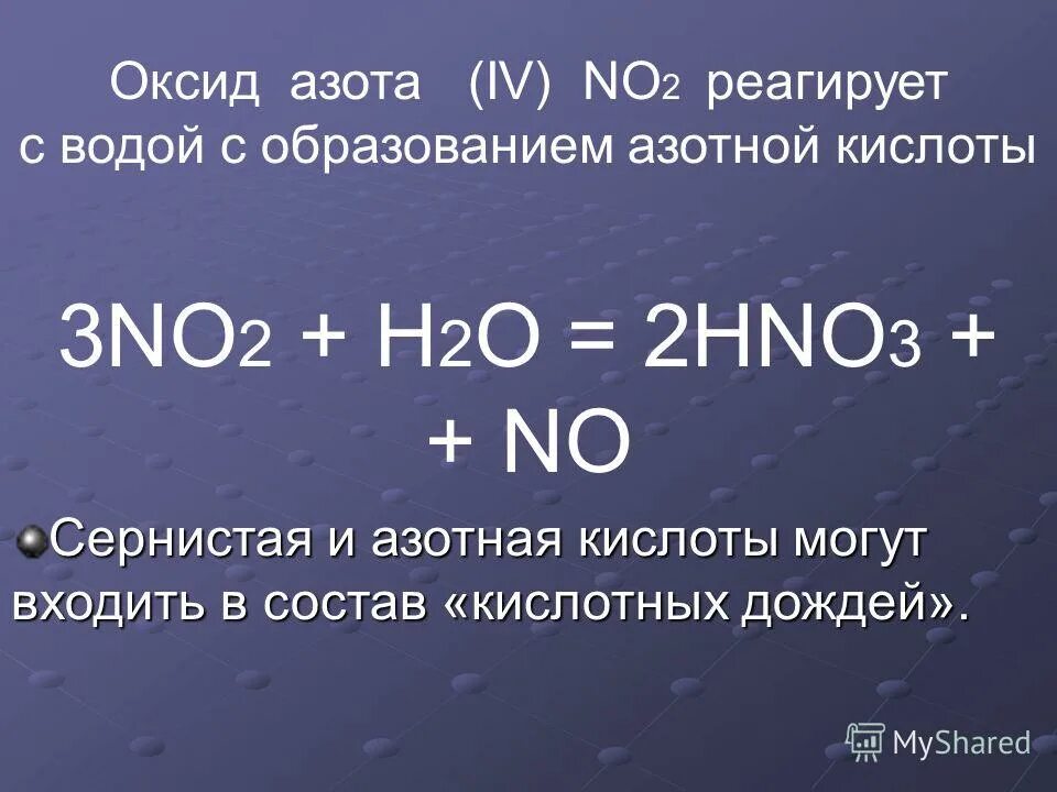 Оксид серы взаимодействует с азотной кислотой