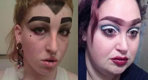 Женщина с нарисованными бровями