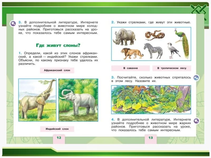 С помощью интернета приведи примеры. Дополнительная литература по окружающему миру. Посчитайте сколько животных спряталось в этом лесу. Укажите стрелками где живут эти животные. Животные 1 класс окружающий мир.