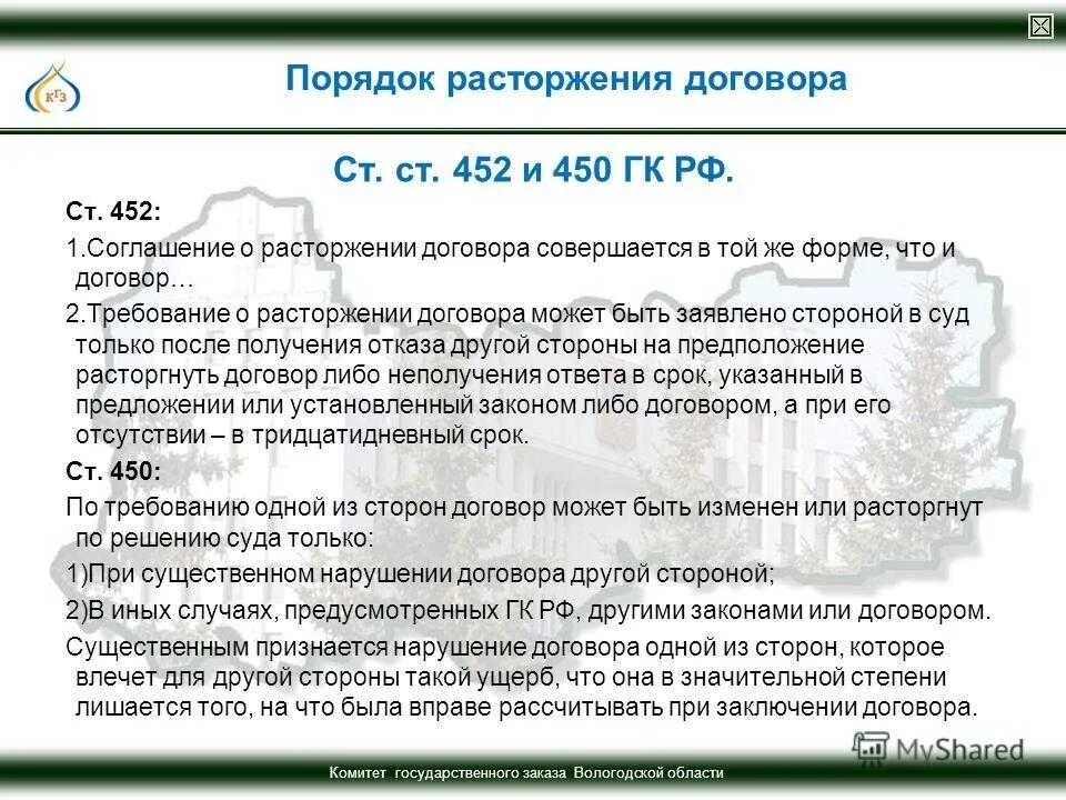 Ч 1 450 гк. Расторжение договора ГК РФ. П.1 ст.450 ГК РФ расторжение договоров. Основания прекращения договора ГК РФ. Расторжение ГК по соглашению сторон.