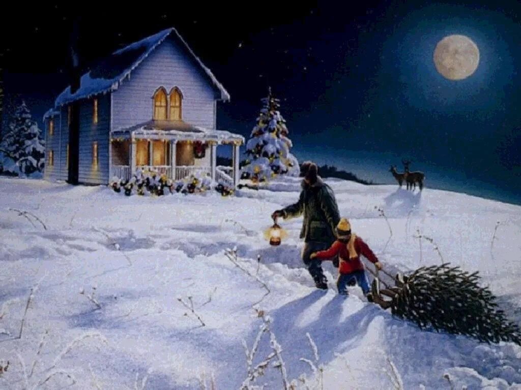 художник терри редлин зима. зимняя ночь. новогодние пейзажи на рабочий стол. сталкер зима. новогодняя зима.