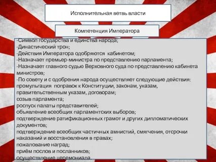 Исполнительная ветвь власти определяет