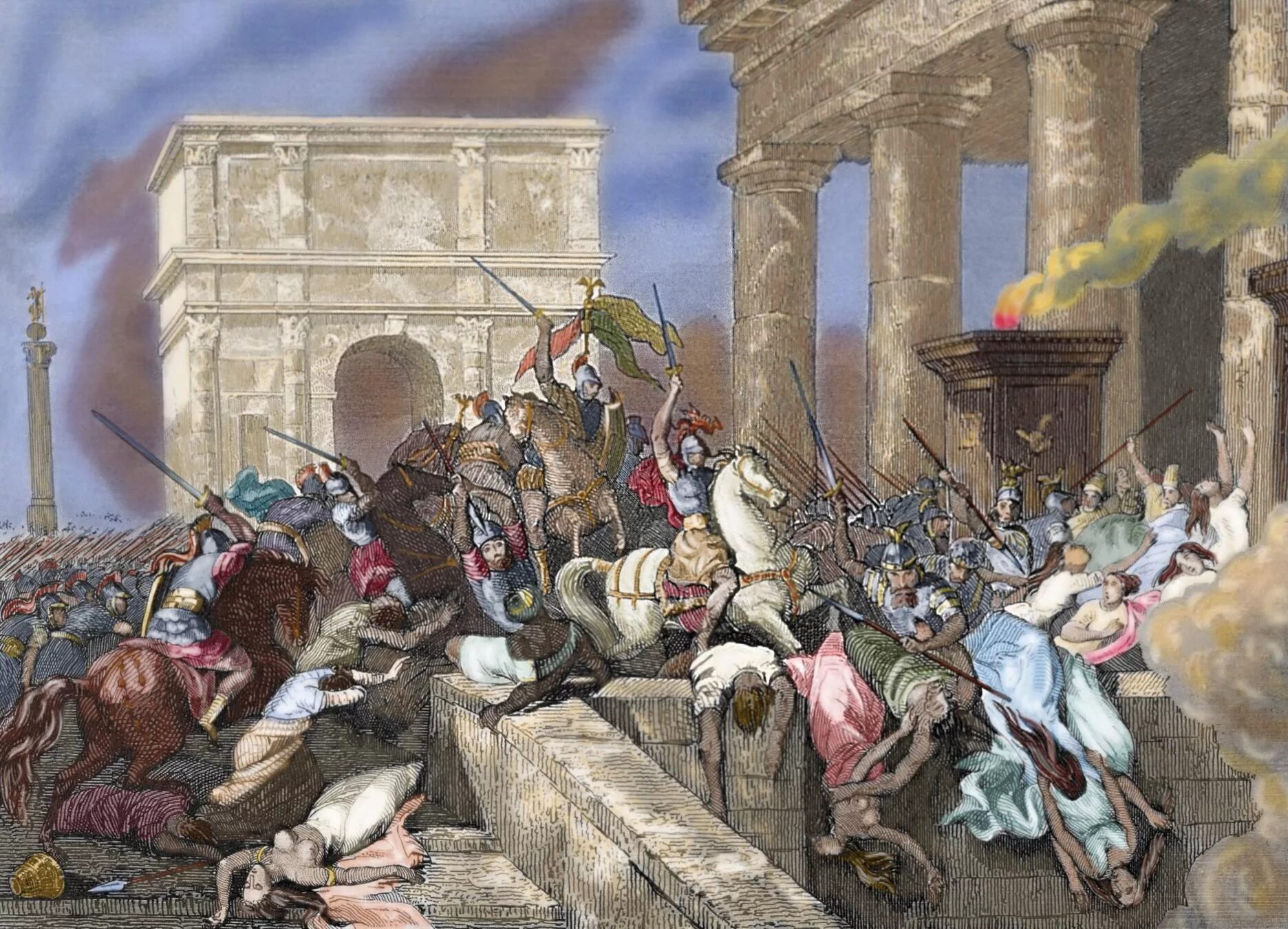Что происходило в древнем риме. Нашествие Гензериха на Рим. Нашествие Гензериха на Рим Брюллов. Картина Брюллова Нашествие Гензериха на Рим.
