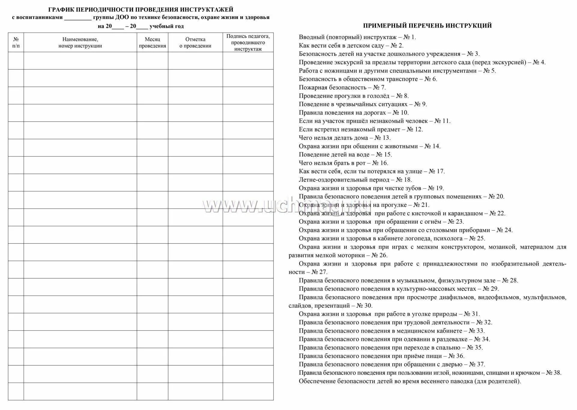 Инструктаж по технике безопасности шаблон. Инструктаж по технике безопасности таблица. Журнал инструктажей для детей в доу. Журнал инструктажа по тб. Журтпн по технике безопасности.
