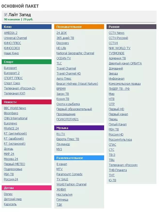 Список каналов спутникового телевидения