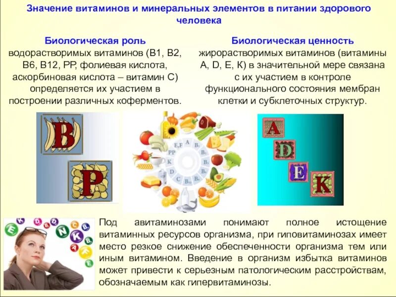 Роль витаминов в питании. Значение витаминов. Роль водорастворимых витаминов в питании. Минеральные элементы и витамины. Биологическая роль водорастворимых витаминов.