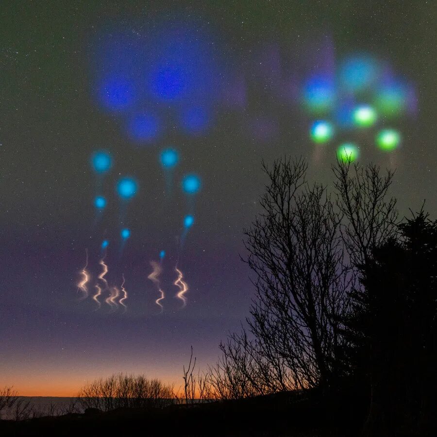 Lightning Sprites Dance Over Hurricane Matthew