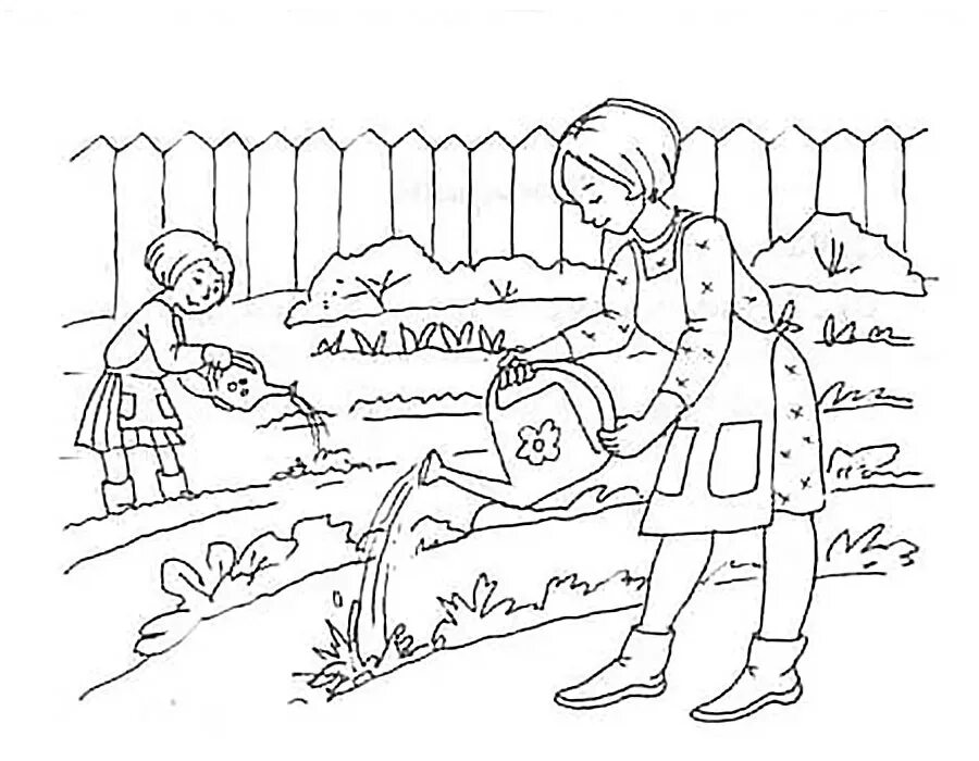 Рисование труд людей весной. Раскраска. В огороде. Раскраска "сад-огород". Раскраски на тему огород. Раскраска сад и огород для детей.
