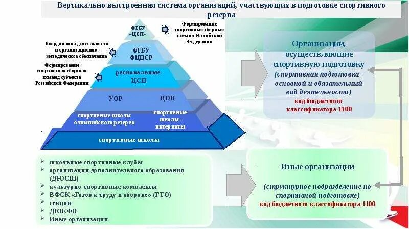 Организации спортивной подготовки в российской федерации. Подготовка спортивного резерва. Методического обеспечения системы подготовки спортивного резерва. Классификация спортивных резервов. Структура спортивной подготовки в Российской Федерации.