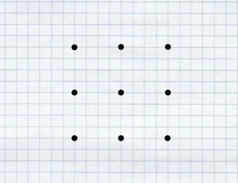 Головоломка с точками. Рисование квадрата по точкам. Соединить 9 точек в 4 квадрата. Задачки с точками.