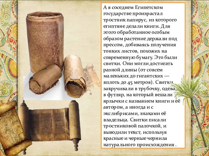 Папирус использовался для письма ответ. Древние папирусные книги. история появления книги. соседнем египетском государстве книги делали из папируса. история возникновения книги для детей.
