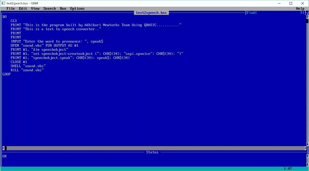 Make txt. Программы на QBASIC. QBASIC язык программирования программа. Basic 64 программы. Готовые программы на QBASIC.