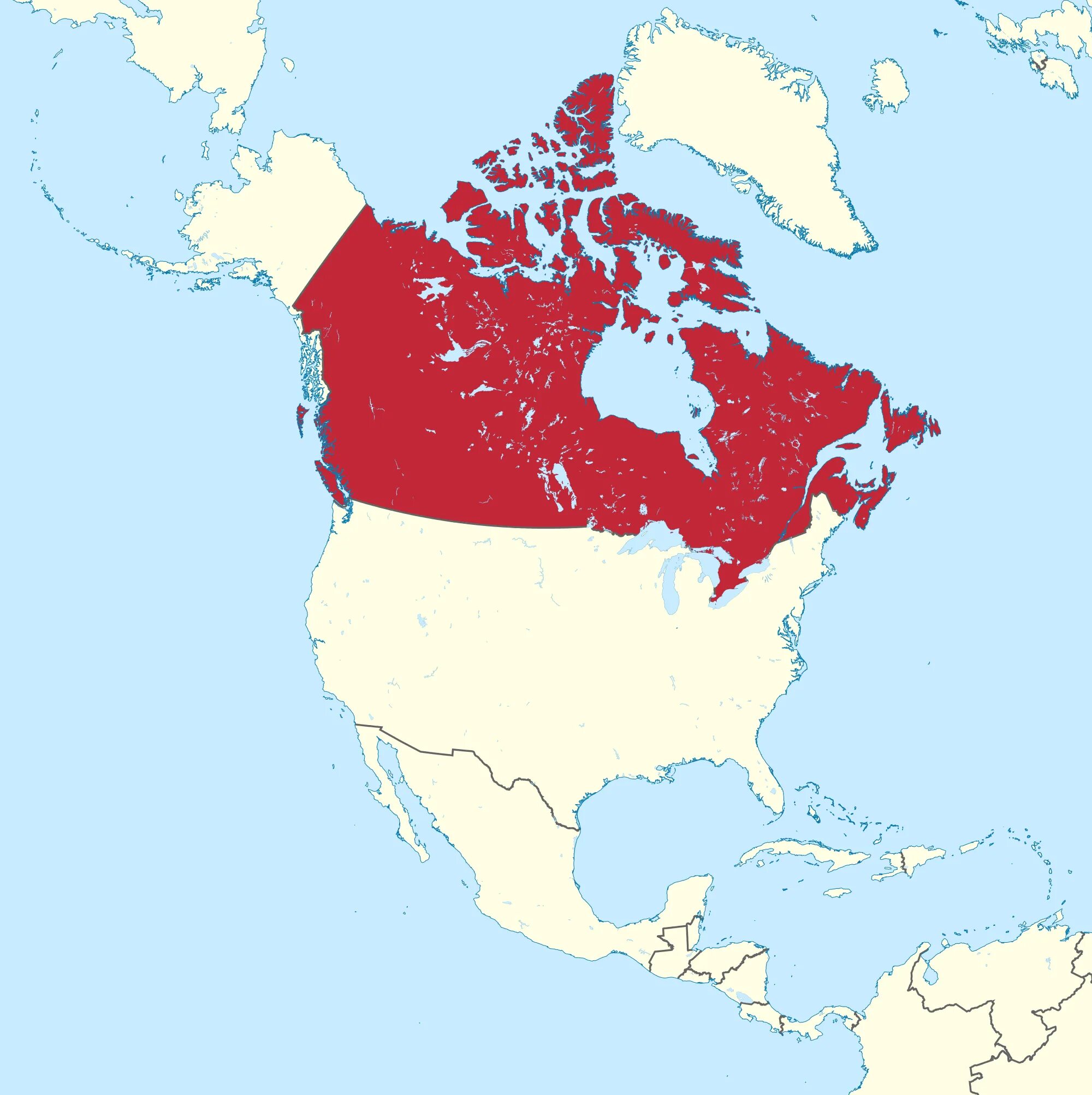 Положение на материке сша и канады. Расположение Канады на карте. Территория Канады на карте. Канада на карте Северной Америки.