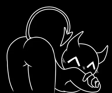 black background, sketch, ass focus, black body, blush, demon, demon horns,...