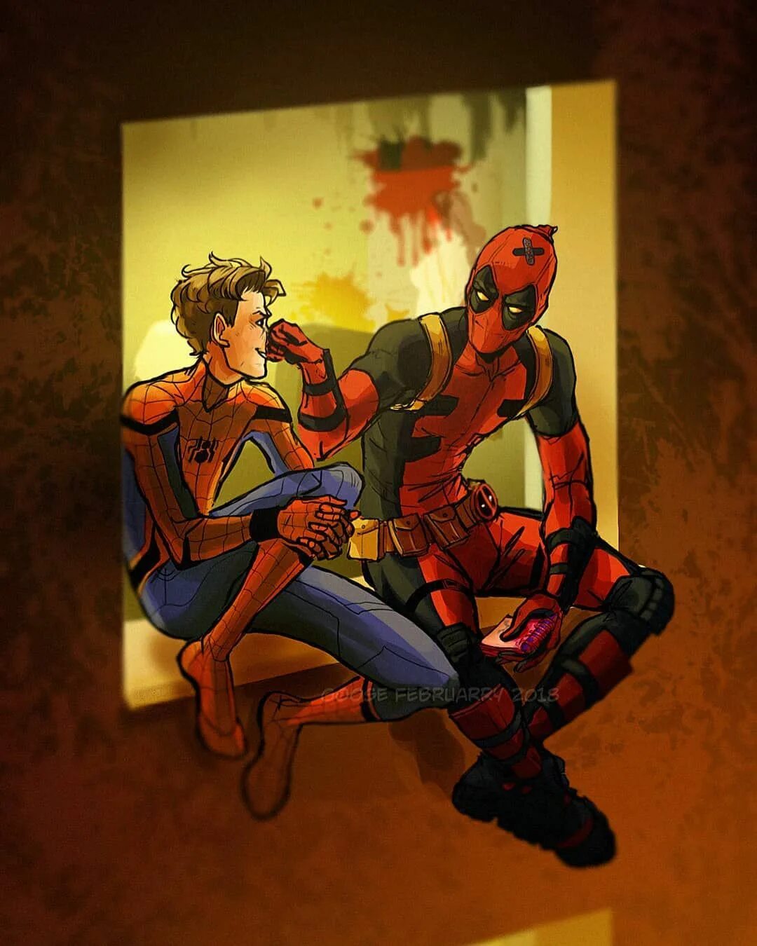 Spideypool. Дэдпул и человек паук. Питер Паркер и Дэдпул 18. Дэдпул и Питер Паркер слэш 18. Притер паркет и дед пул.