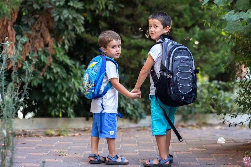 мальчик идет в школу. рюкзак для детей. He go to school last year. He go to school last year. ребенок с портфелем.