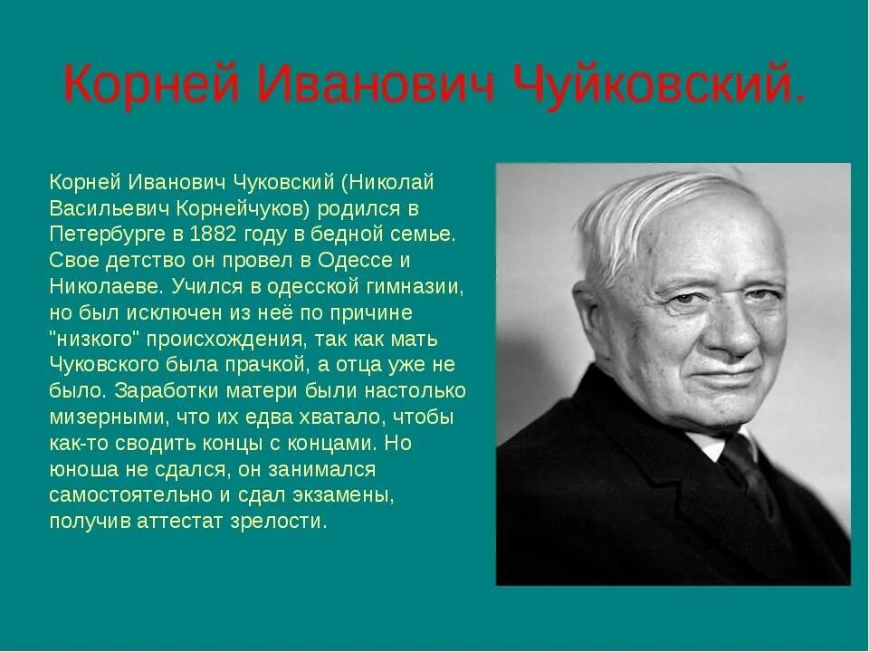 Во 1 и во 2 писатель. Сообщение о Чуковском.