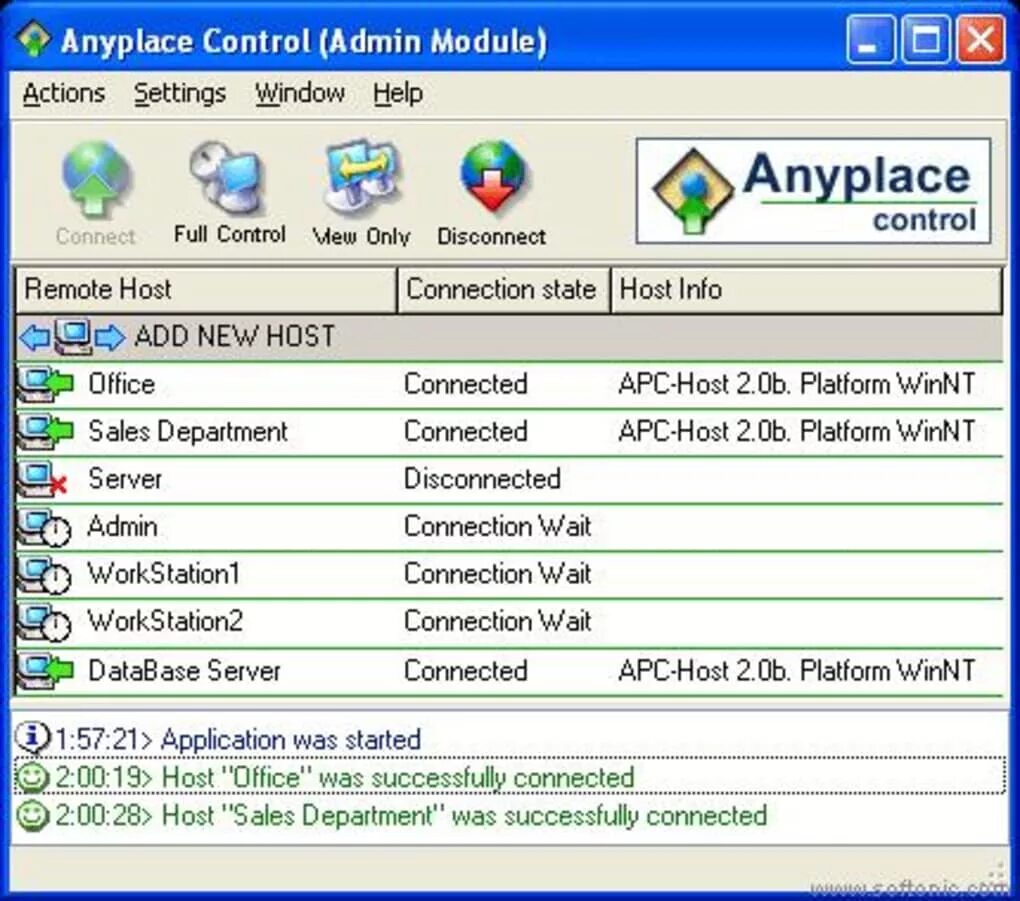 A connection was successfully. Anyplace Control 2.11. Anyplace Control. Anyplace Control 3.3. Anyplace Control 5.4.