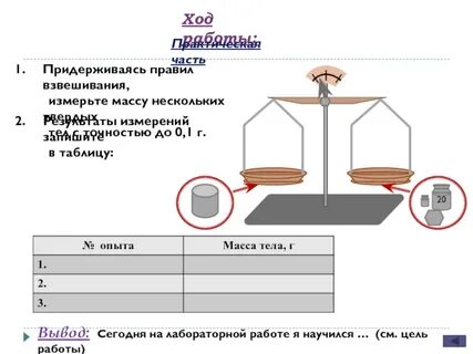 Измерение массы на весах 7 класс