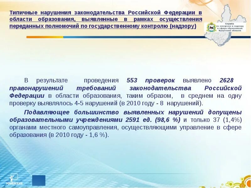 Типичные нарушения законодательства об образовании.