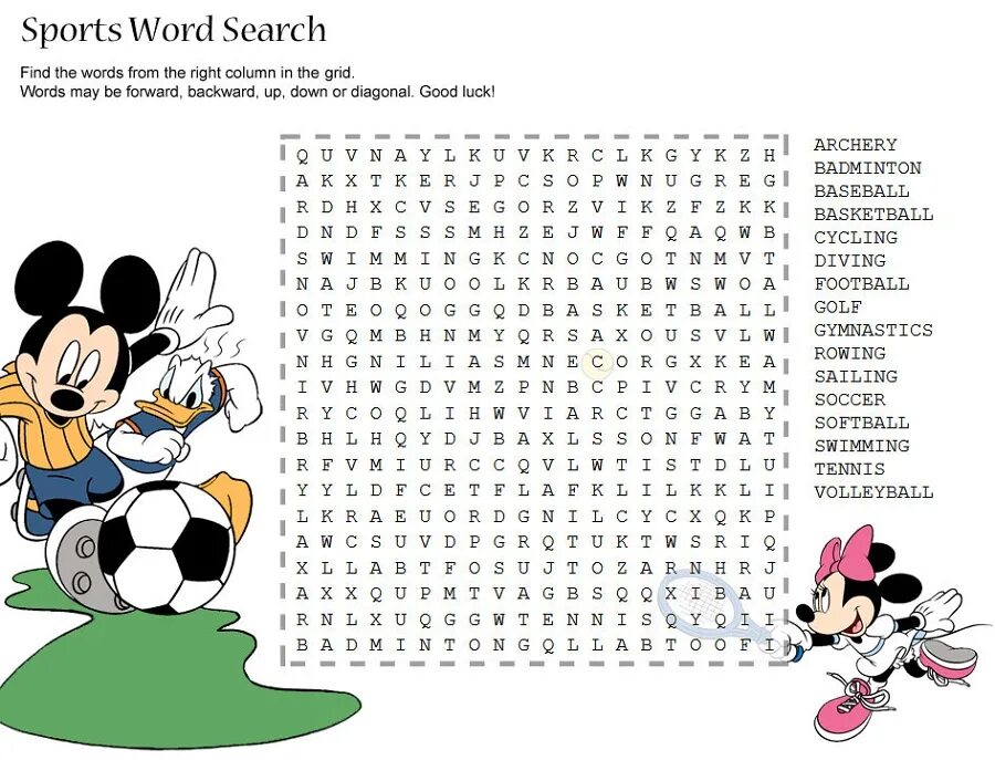 1 find the sports. Wordsearch Disney. Игра Wordsearch. Wordsearch Puzzle спорт. Английский Дисней упражнения.