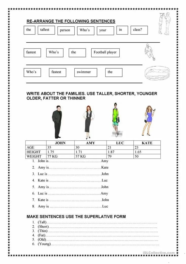 Talk about your family members use comparatives. Comparison of adjectives worksheets. comparative and superlative adjectives exercises. comparatives worksheets.