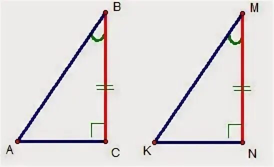 Построение прямоугольного треугольника по двум катетам